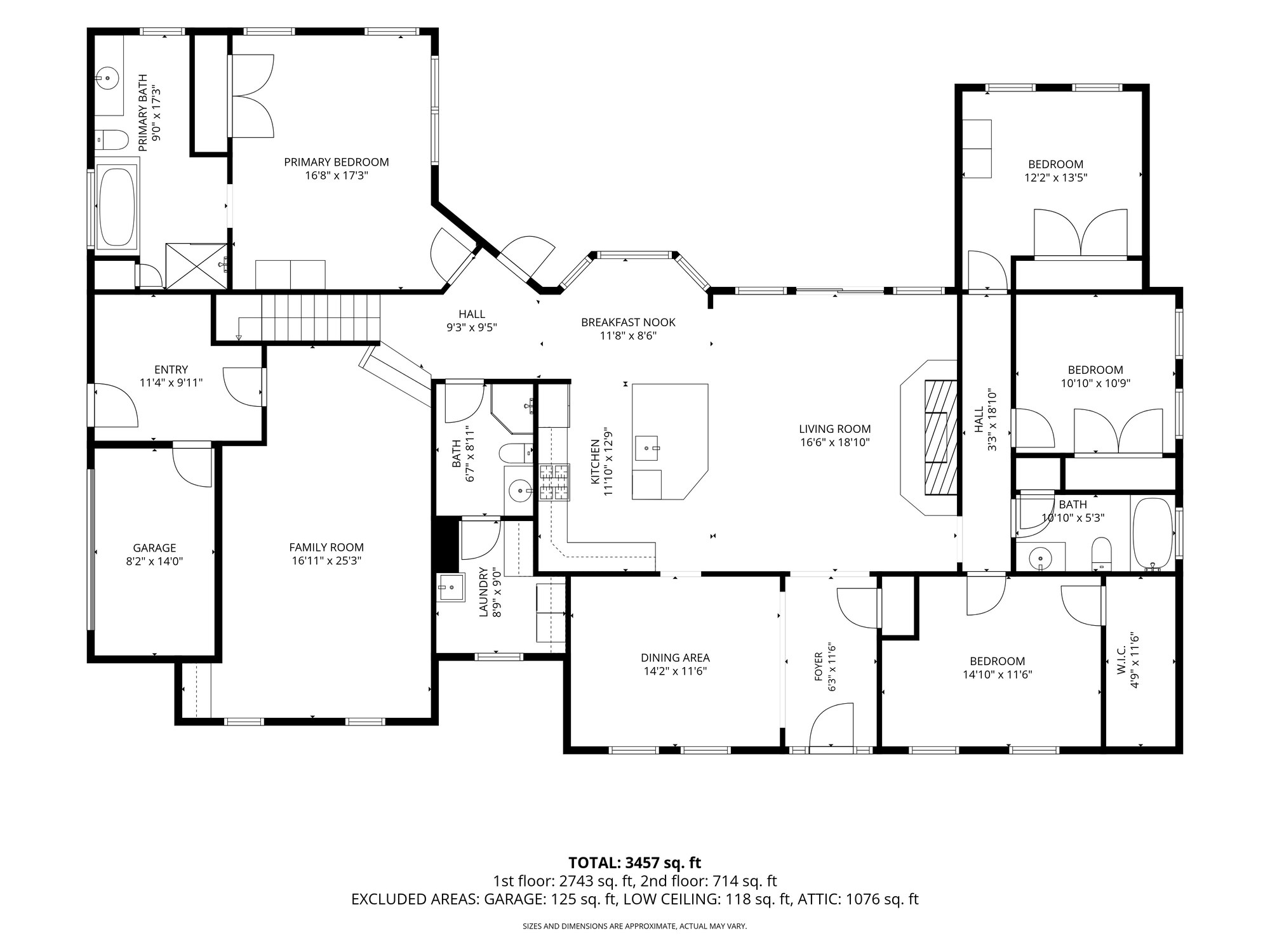 Floor plan &mdash; first floor, 395 Roaring Brook Lane